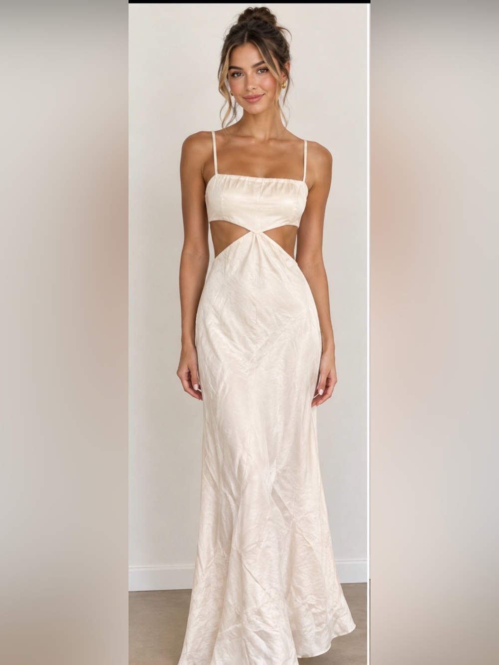 Elegant Cream Cutout Maxi Dress